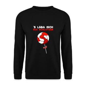 s Läba isch koi Schlotzer Schwabe schwäbisch - Unisex Pullover - Schwarz - Vorne - Alina (178cm) & Michal (187cm)