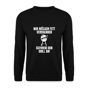 We need to burn fat. Put the grill on - Unisex Sweatshirt - black - Front - Alina (178cm) & Michal (187cm)