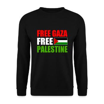 Free gaza free palestine - Unisex Pullover - Schwarz - Vorne - Alina (178cm) & Michal (187cm)