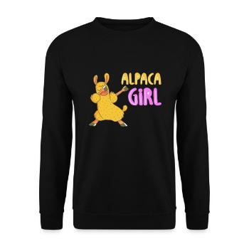 Alpaca Mädchen - Unisex Pullover - Schwarz - Vorne - Alina (178cm) & Michal (187cm)