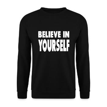 Glaube an dich selbst - Unisex Pullover - Schwarz - Vorne - Alina (178cm) & Michal (187cm)