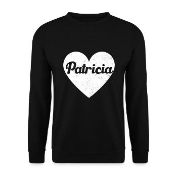 Patricia Name Big Heart Love Artwork Gift - Unisex Sweatshirt - black - Front - Alina (178cm) & Michal (187cm)