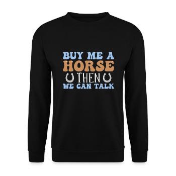 Pferd reiten Reiter Reitsport - Unisex Pullover - Schwarz - Vorne - Alina (178cm) & Michal (187cm)