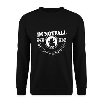 Katzen Tshirt Notfall - Unisex Pullover - Schwarz - Vorne - Alina (178cm) & Michal (187cm)