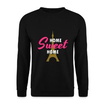 Home sweet home (Eiffelturm im Hintergrund) - Unisex Pullover - Schwarz - Vorne - Alina (178cm) & Michal (187cm)