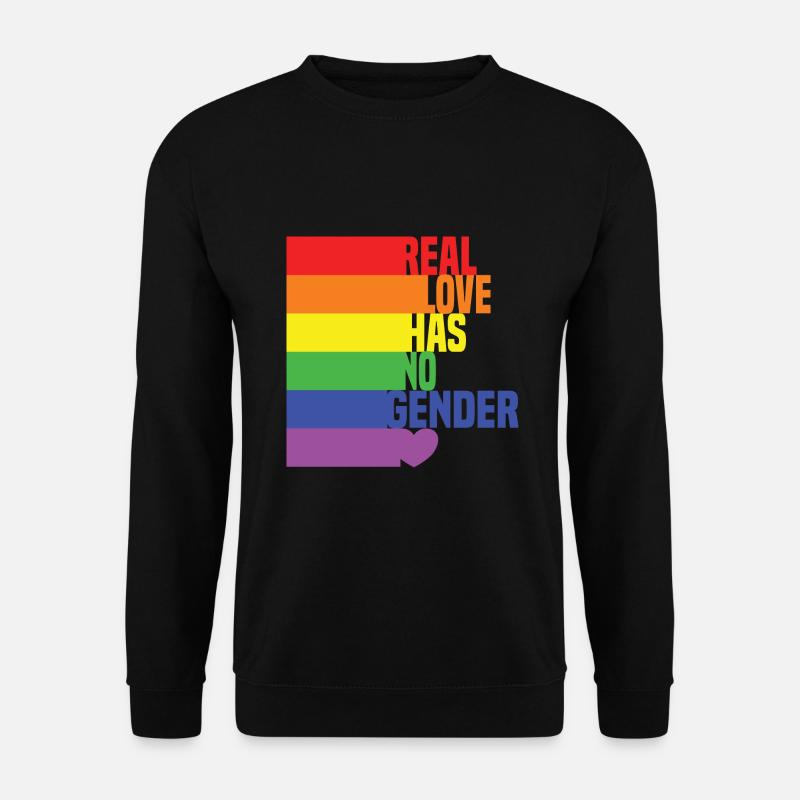 Real Love Has No Gender LGBTQ Regenbogen Herz - Unisex Pullover - Schwarz