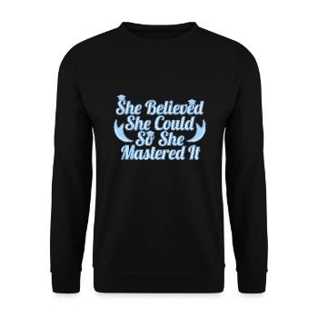 Master's degree University - Unisex Sweatshirt - black - Front - Alina (178cm) & Michal (187cm)