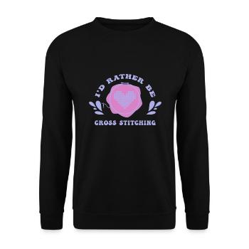 Cross Stitch Cross Stitch Embroidery - Unisex Sweatshirt - black - Front - Alina (178cm) & Michal (187cm)