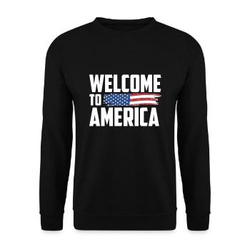 Welcome to America - Unisex Sweatshirt - black - Front - Alina (178cm) & Michal (187cm)