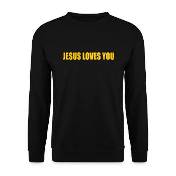 Jesus loves you - Unisex Pullover - Schwarz - Vorne - Alina (178cm) & Michal (187cm)