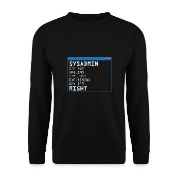 Administrateur système Administrateur programmeur informatique - Sweat-shirt Unisexe - noir - Devant - Alina (178cm) & Michal (187cm)
