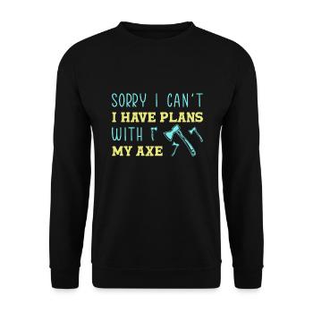 Axe throw axe throwing - Unisex Sweatshirt - black - Front - Alina (178cm) & Michal (187cm)