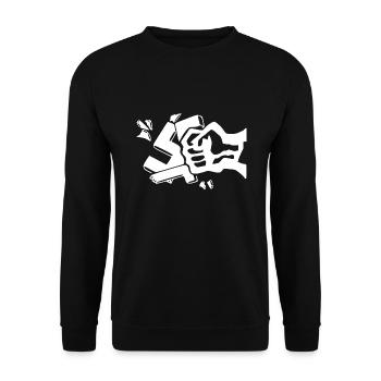 Against nazis against the right fist - Unisex Sweatshirt - black - Front - Alina (178cm) & Michal (187cm)