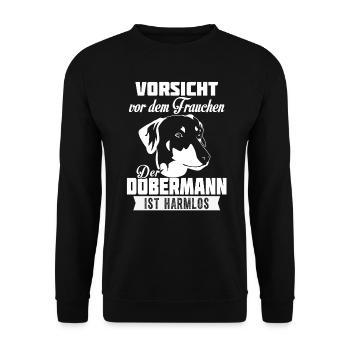 DOBERMANN HÄNGEOHREN - Unisex Pullover - Schwarz - Vorne - Alina (178cm) & Michal (187cm)