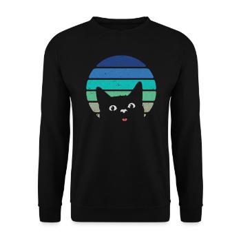 Cheeky black cat retro vintage - Unisex Sweatshirt - black - Front - Alina (178cm) & Michal (187cm)