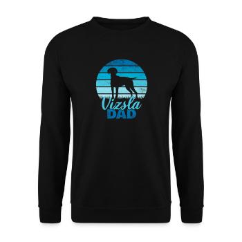 Vizsla Dad Hund Vintage Retro Hundepapa Geschenk - Unisex Pullover - Schwarz - Vorne - Alina (178cm) & Michal (187cm)