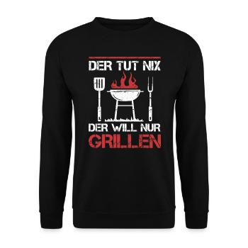 Griller BBQ Grill Grillmeister Grillen Grillparty - Unisex Pullover - Schwarz - Vorne - Alina (178cm) & Michal (187cm)