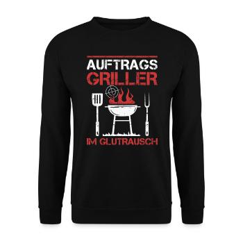 Auftragsgriller BBQ Grill Grillmeister Grillparty - Unisex Pullover - Schwarz - Vorne - Alina (178cm) & Michal (187cm)