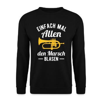 Flügelhorn Marsch Orchester Horn Musiker Blasmusik - Unisex Pullover - Schwarz - Vorne - Alina (178cm) & Michal (187cm)