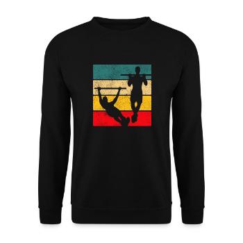 Rétro Vintage Calisthenics Sunset - Sweat-shirt Unisexe - noir - Devant - Alina (178cm) & Michal (187cm)