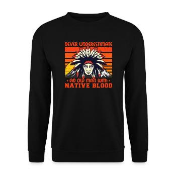 Never Underestimate Native American Old Man - Unisex Sweatshirt - black - Front - Alina (178cm) & Michal (187cm)