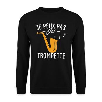 Je peux pas j'ai trompette - Sweat-shirt Unisexe - noir - Devant - Alina (178cm) & Michal (187cm)