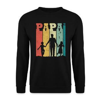 Papa 2 enfants, Vintage cadeau pour papa 2 enfants - Sweat-shirt Unisexe - noir - Devant - Alina (178cm) & Michal (187cm)