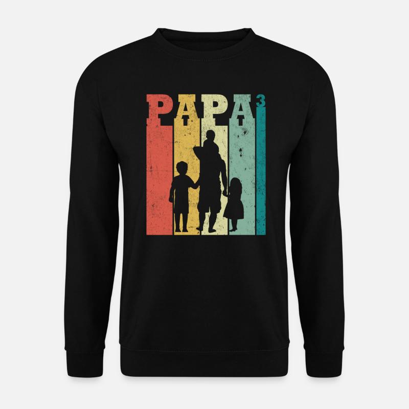 Papa 3 Kinder, Vintage-Geschenk für Papa 3 Kinder - Unisex Pullover - Schwarz