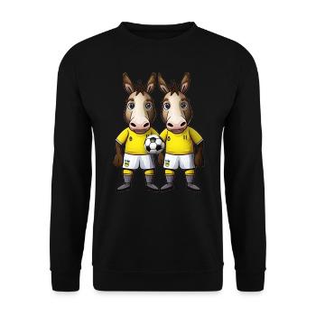 Âne jouant au football Âne Ball Sports - Sweat-shirt Unisexe - noir - Devant - Alina (178cm) & Michal (187cm)