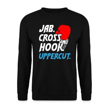 Uppercut de crochet croisé Jab de boxe1 - Sweat-shirt Unisexe - noir - Devant - Alina (178cm) & Michal (187cm)