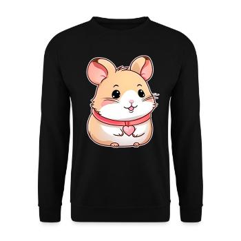 Hamster mignon avec des coeurs - Sweat-shirt Unisexe - noir - Devant - Alina (178cm) & Michal (187cm)