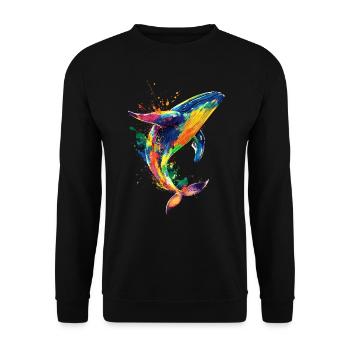 Whale Pop Art Colorful - Unisex Sweatshirt - black - Front - Alina (178cm) & Michal (187cm)
