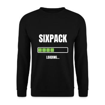 Sixpack Waschbrettbauch loading Bauchmuskeln - Unisex Pullover - Schwarz - Vorne - Alina (178cm) & Michal (187cm)