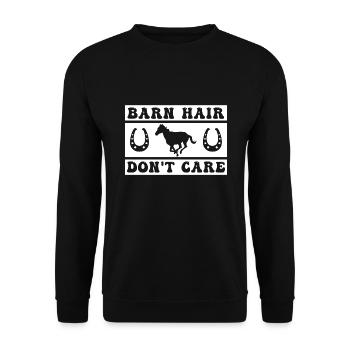 Stall Pferd reiten Haar Lustiger Spruch - Unisex Pullover - Schwarz - Vorne - Alina (178cm) & Michal (187cm)