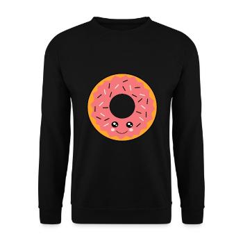 Kawaii Donuts Kawaii Gâteau Kawaii Autocollants Kawaii Drôle - Sweat-shirt Unisexe - noir - Devant - Alina (178cm) & Michal (187cm)