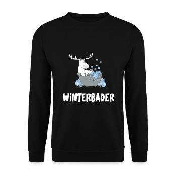 Winterbader eisschwimmen Eisbad Eisbader - Unisex Pullover - Schwarz - Vorne - Alina (178cm) & Michal (187cm)