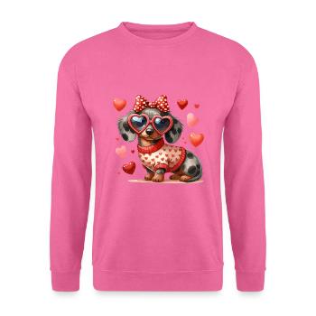 Dackel Dackelliebe Hund Vierbeiner Hundeliebhaber - Unisex Pullover - Pink - Vorne