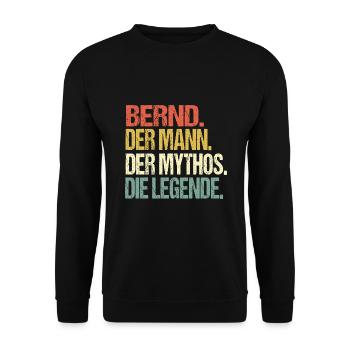 Bernd Name Geschenk Namensshirt - Unisex Pullover - Schwarz - Vorne - Alina (178cm) & Michal (187cm)