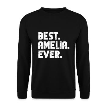 Best Amelia Ever Retro Geschenk Spruch Geburtstag - Unisex Pullover - Schwarz - Vorne - Alina (178cm) & Michal (187cm)
