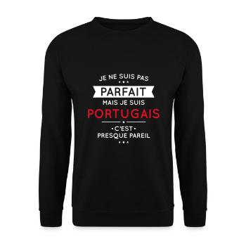 Je ne suis pas parfait mais je suis Portugais - Sweat-shirt Unisexe - noir - Devant - Alina (178cm) & Michal (187cm)