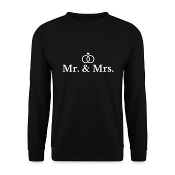Mr. & Mrs. Geschenk Freund Freundin Hochzeit Liebe - Unisex Pullover - Schwarz - Vorne - Alina (178cm) & Michal (187cm)