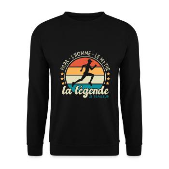 papa traileur l homme e mythe fête des pères - Sweat-shirt Unisexe - noir - Devant - Alina (178cm) & Michal (187cm)