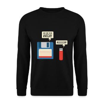 Ich Bin Dein Vater Diskette USB Stick Informatik - Unisex Pullover - Schwarz - Vorne - Alina (178cm) & Michal (187cm)