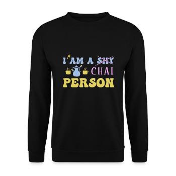 Chai Latte Tee trinken Teetrinker - Unisex Pullover - Schwarz - Vorne - Alina (178cm) & Michal (187cm)
