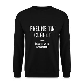 Freume tin clapet Cadeau Ch'tis expression drôle - Sweat-shirt Unisexe - noir - Devant - Alina (178cm) & Michal (187cm)