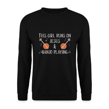 Banjo play banjo player music instrument - Unisex Sweatshirt - black - Front - Alina (178cm) & Michal (187cm)