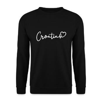 Croatia Herzschlag - Unisex Pullover - Schwarz - Vorne - Alina (178cm) & Michal (187cm)