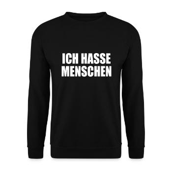 Ich hasse menschen - Unisex Pullover - Schwarz - Vorne - Alina (178cm) & Michal (187cm)