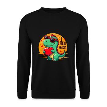 Valentine's Day Valentine Dinosaur Heart In Love - Unisex Sweatshirt - black - Front - Alina (178cm) & Michal (187cm)
