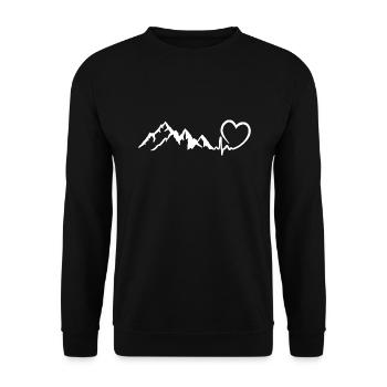 Berge Herzschlag Berg Liebe - Unisex Pullover - Schwarz - Vorne - Alina (178cm) & Michal (187cm)